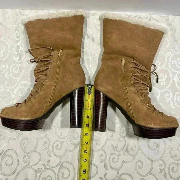 NIB!Calvin Klein Keona suede Wood heel lace up boot size 9 - Picture 7 of 12